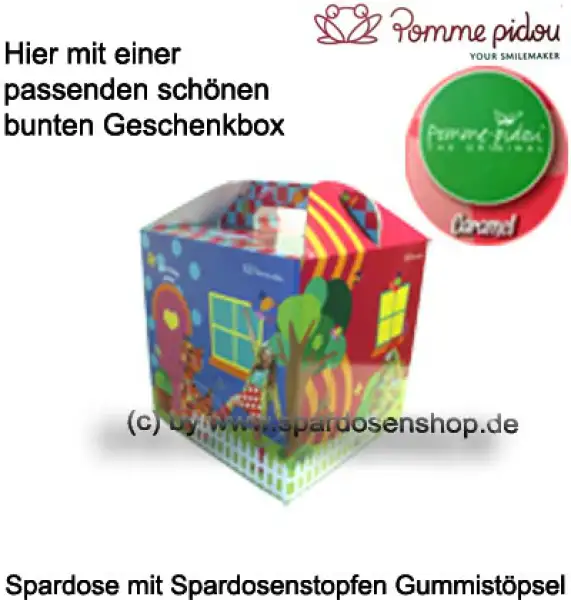 Spardose Spartier Pomme Pidou Katze Caramel hellblau Geschenkbox